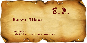 Burzu Miksa névjegykártya